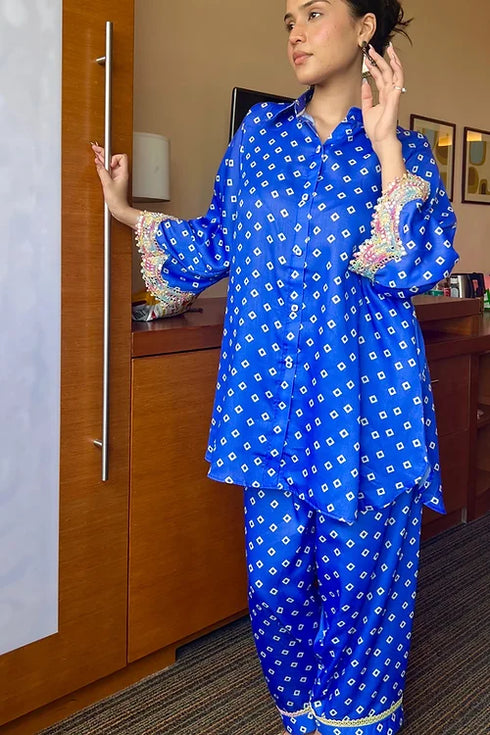Stylish Blue Pakistani Kurta Set